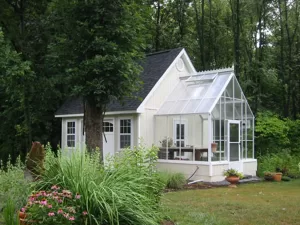 Gable Attached Cape Cod 10x18 Single Glass Twinwall Greenhouse